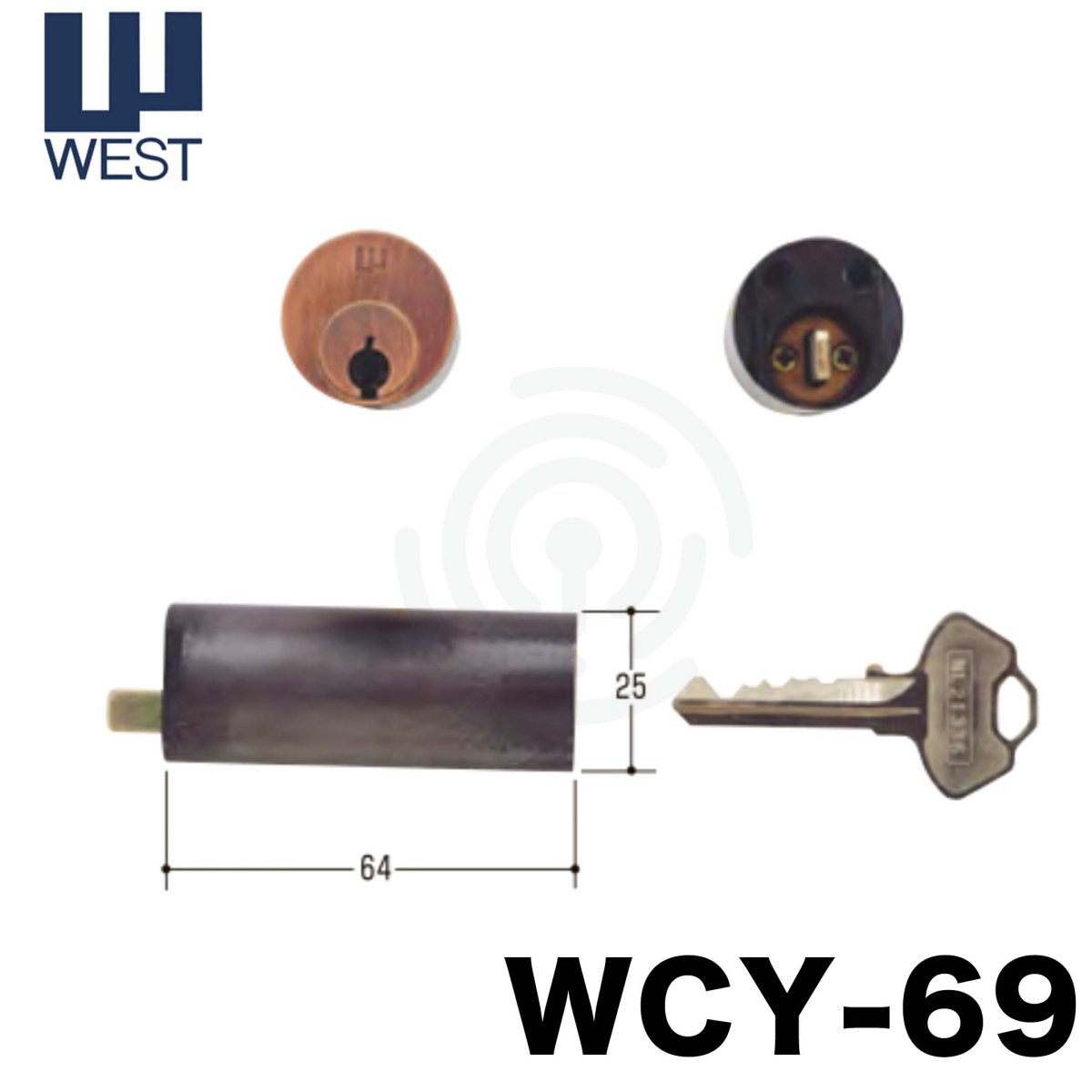 画像1: WEST 【ウエスト】 取替シリンダー  [WEST-WCY-69] Kシリーズ　 (1)