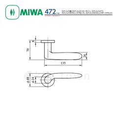画像3: MIWA 【美和ロック】 ハンドル  [MIWA-LA-472] 交換用ステンレス製  (3)