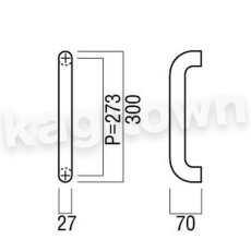 画像2: UNION【ユニオン】G500-01-001-L300-FIX[ドアハンドル]ケアハンドル 屋内用 1セット（内外）G500-01シリーズ (2)