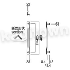 画像4: UNION【ユニオン】G1276-01-001[ドアハンドル]押し棒 1セット（内外） (4)