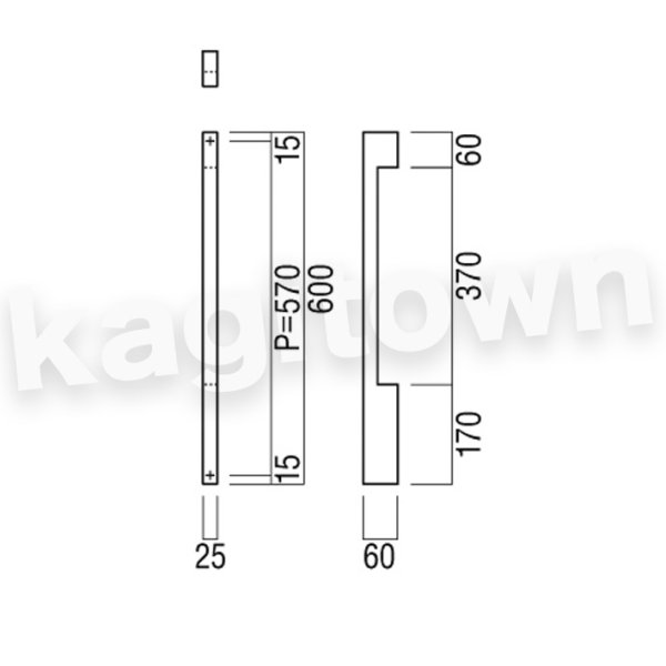 UNION【ユニオン】G1174-01-023-L600 ドアハンドル]押し棒（内外