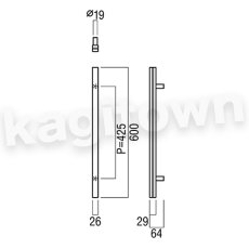 画像2: UNION【ユニオン】G1223-73-601 ドアハンドル]押し棒（内外） (2)