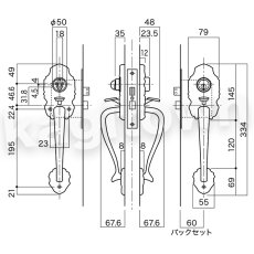 画像2: 【長沢製作所】装飾玄関錠[コンテッサ K-201 両面]古代 (2)