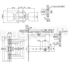 画像2: ALPHA 【アルファ】Ｗロック取替用玉座セット [33M05-TRW- 32D-100-ALU] ミリオンロック 錠ケースノブセット 交換 取付 (2)