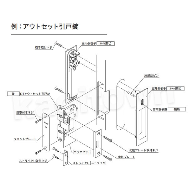 川口技研【GIKEN】アウトセット 引戸錠 [AH-3CD-N]取付 交換