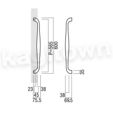画像2: UNION【ユニオン】T3301-01-001[ドアハンドル] 押し棒（内外）取付 交換 DIY (2)