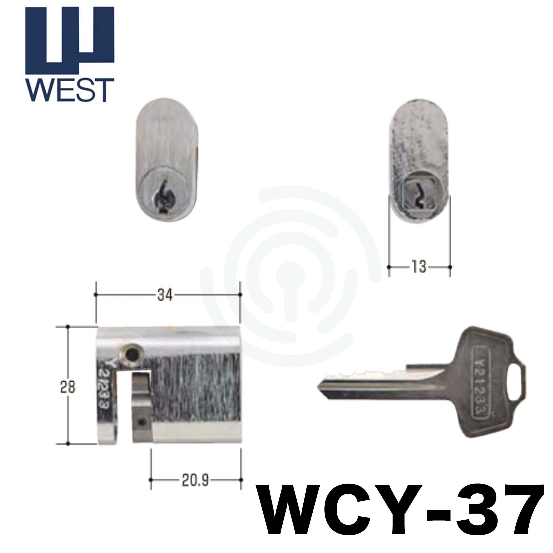 WEST 【ウエスト】 取替シリンダー [WEST-WCY-37] Kシリーズ [WCY-37