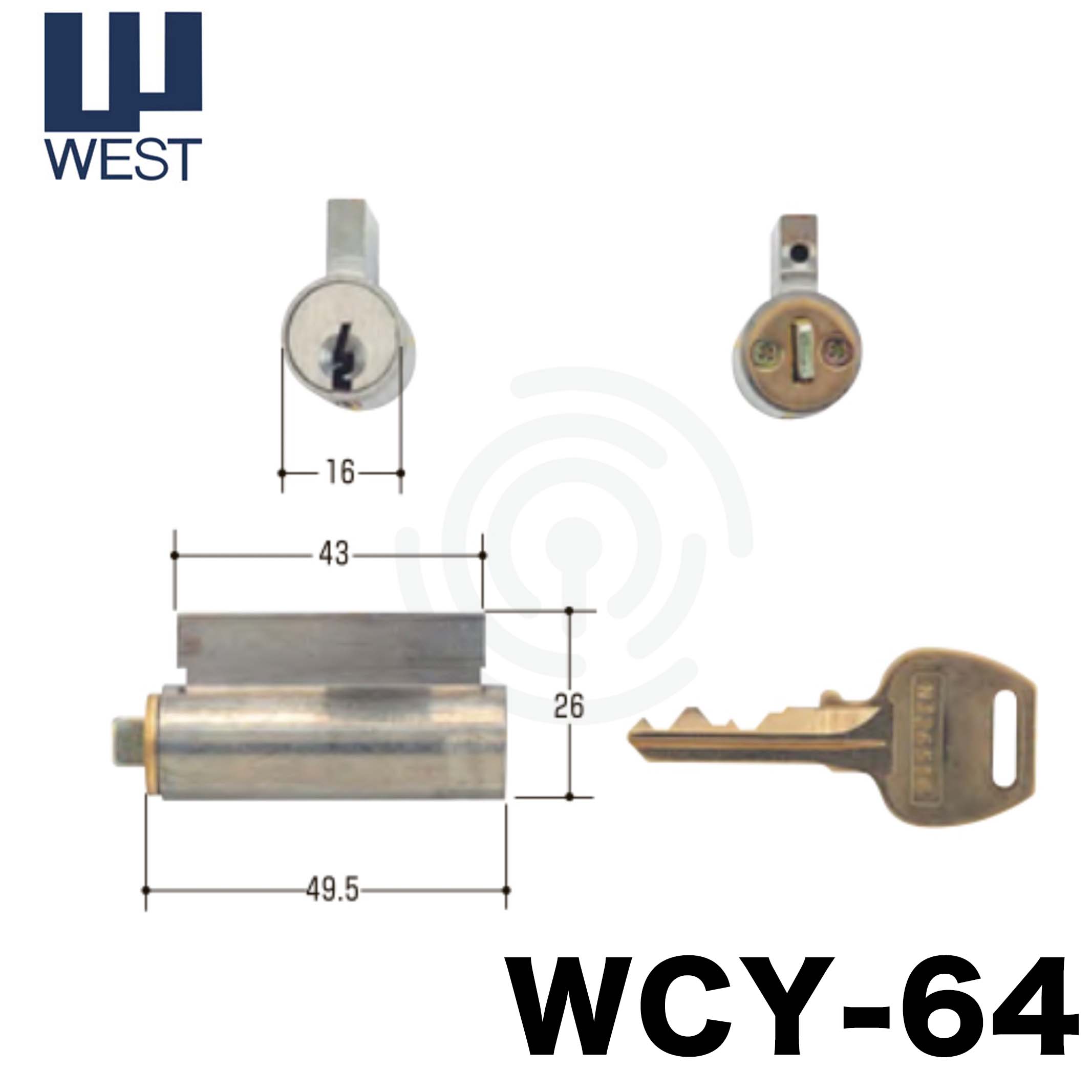 WEST 【ウエスト】 取替シリンダー [WEST-WCY-64] Kシリーズ [WCY-64