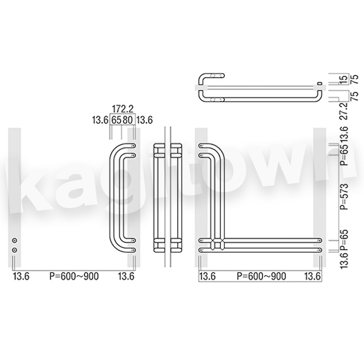 UNION【ユニオン】T1251-01-001-L[ドアハンドル]押し棒（内外）T1251