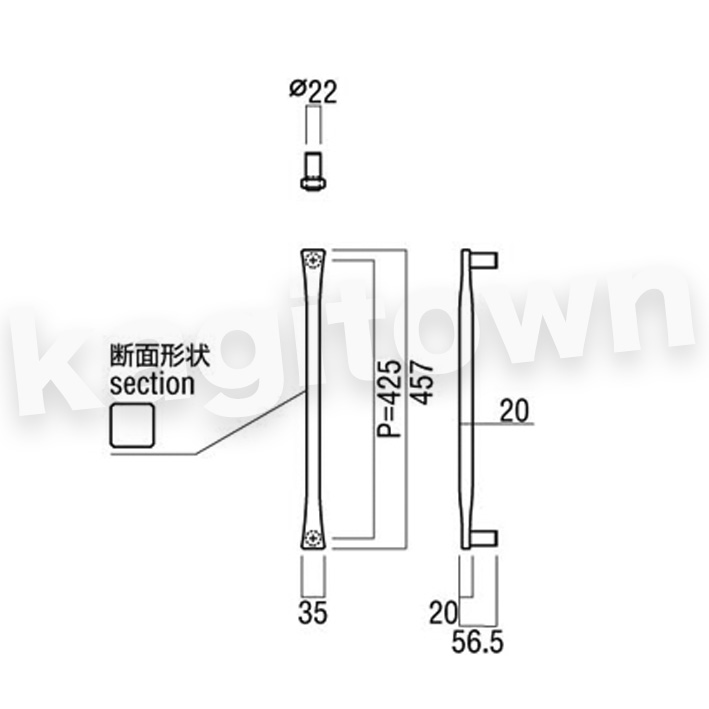 UNION【ユニオン】G1124-01-351ドアハンドル]押し棒（内外）