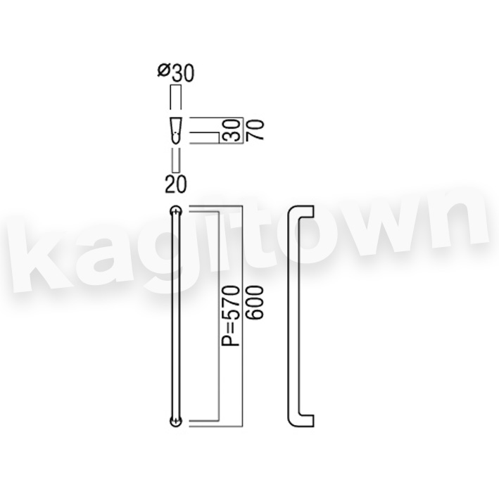 UNION【ユニオン】G1215-01-023-L600 ドアハンドル]押し棒（内外）