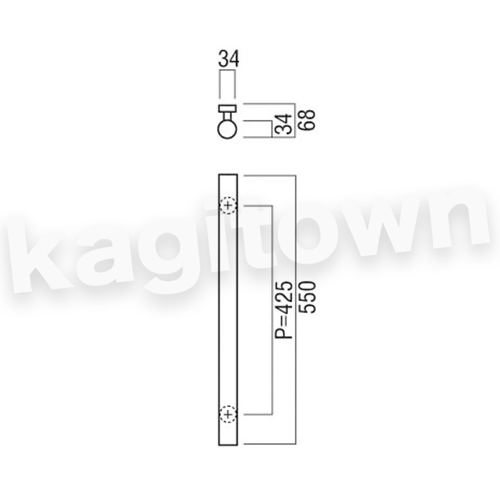 UNION【ユニオン】G25-01-023-L550[ドアハンドル] 押し棒（内外）